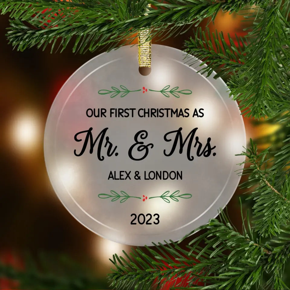 Our First Christmas as Mr. and Mrs. Porcelain Ornament