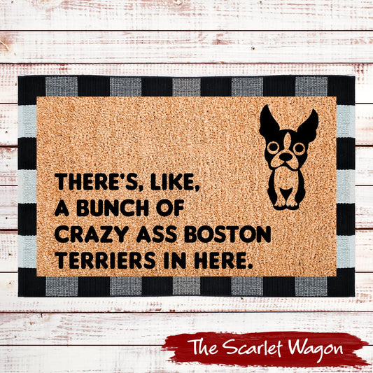 A Bunch of Crazy Ass Boston Terriers Door Mats teelaunch 