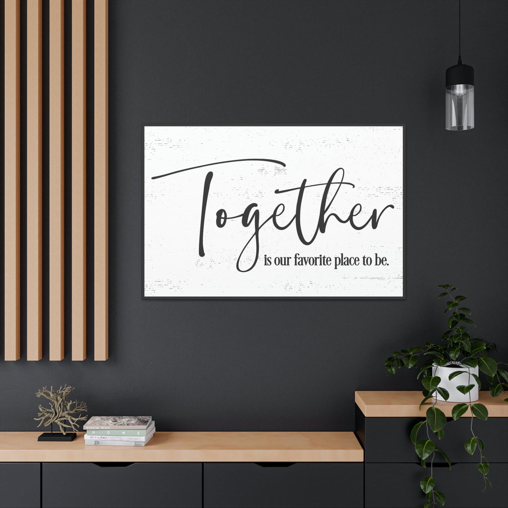 Together Is Our Favorite Place to Be Faux Framed Canvas - Black Canvas Printify 