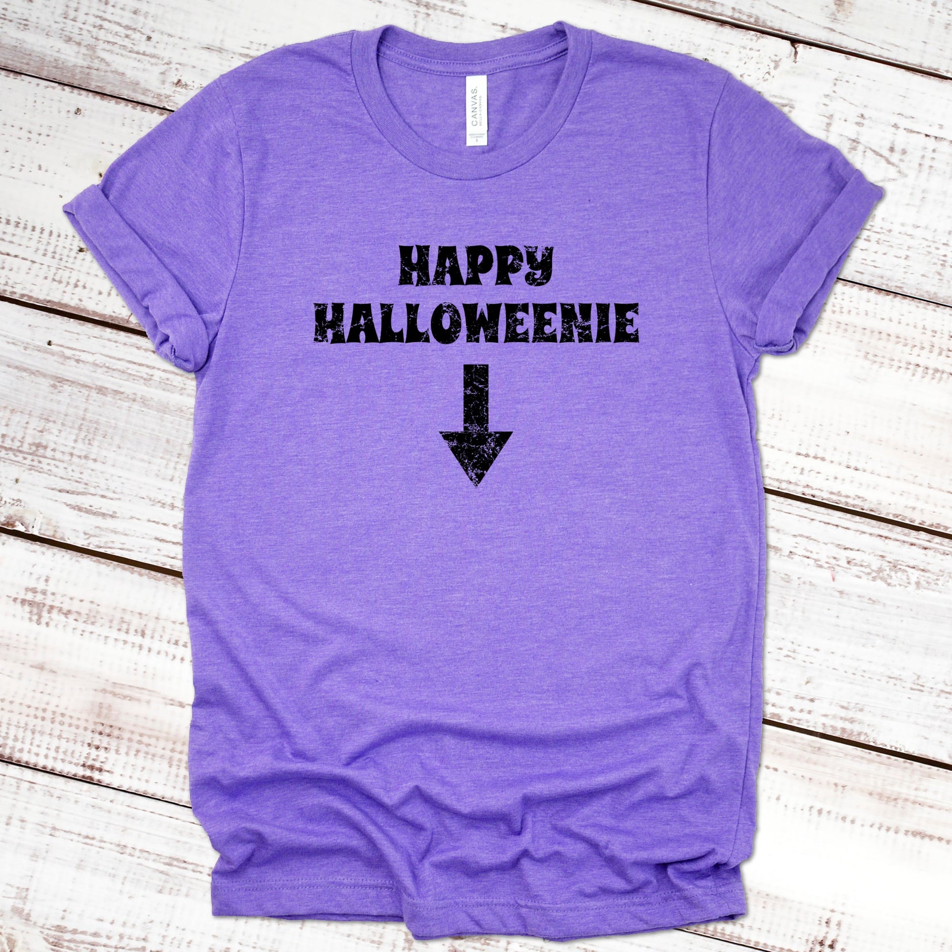 Happy Halloweenie Halloween Shirt Great Giftables Heather Purple XS 