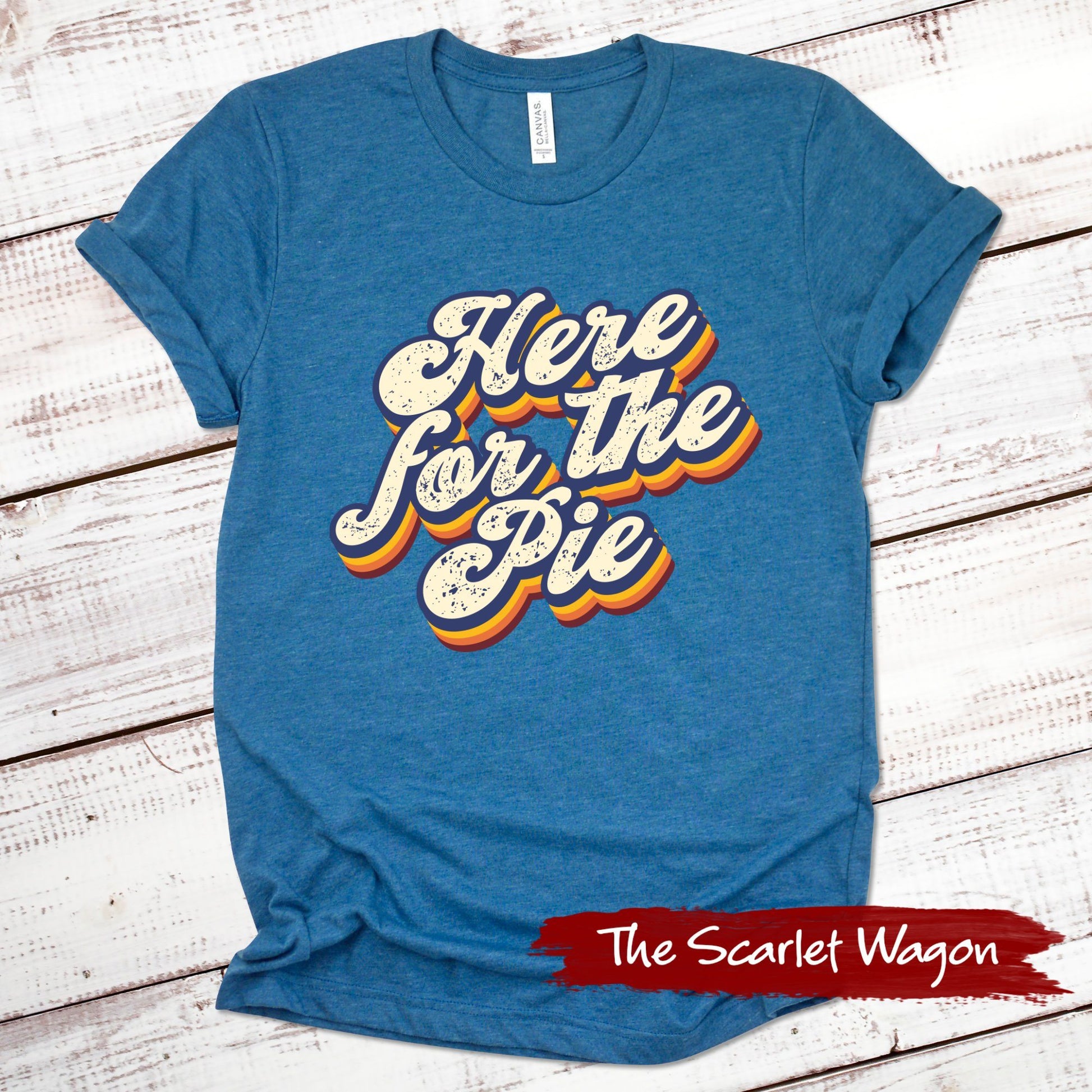 Here for the Pie Retro Fall Shirts Scarlet Wagon Heather Deep Teal XS 