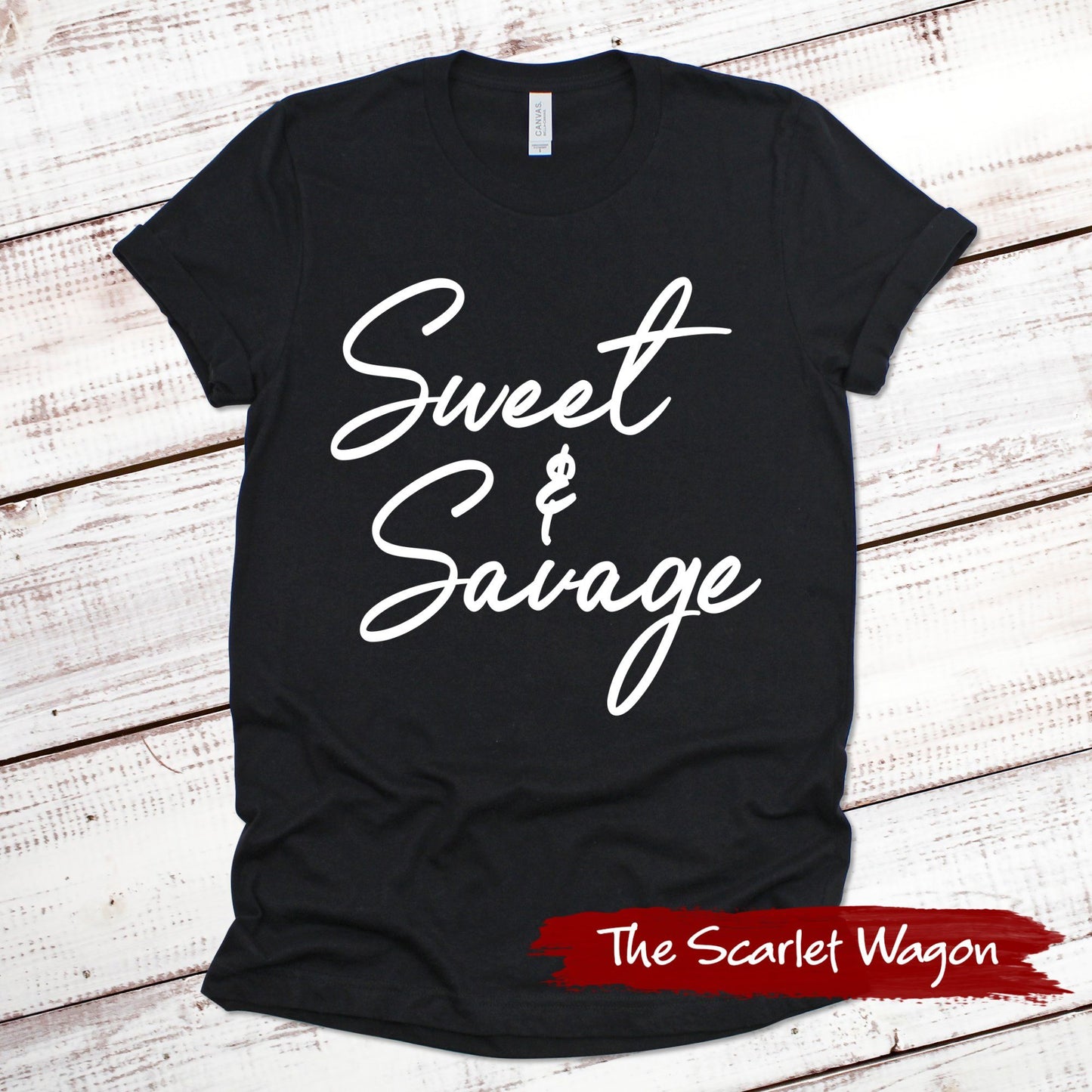 Sweet & Savage Funny Shirt Scarlet Wagon Black XS 