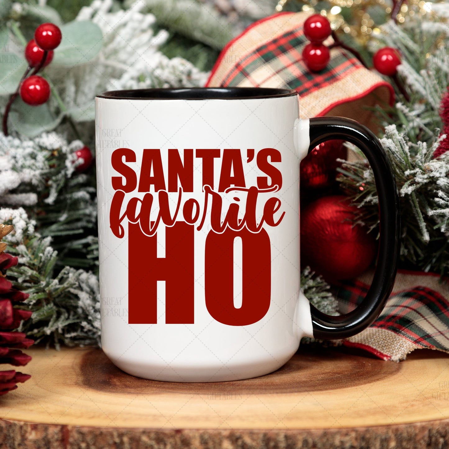 Santa's Favorite Ho Ceramic Mug Front/Back teelaunch 15oz Accent Mug Black 