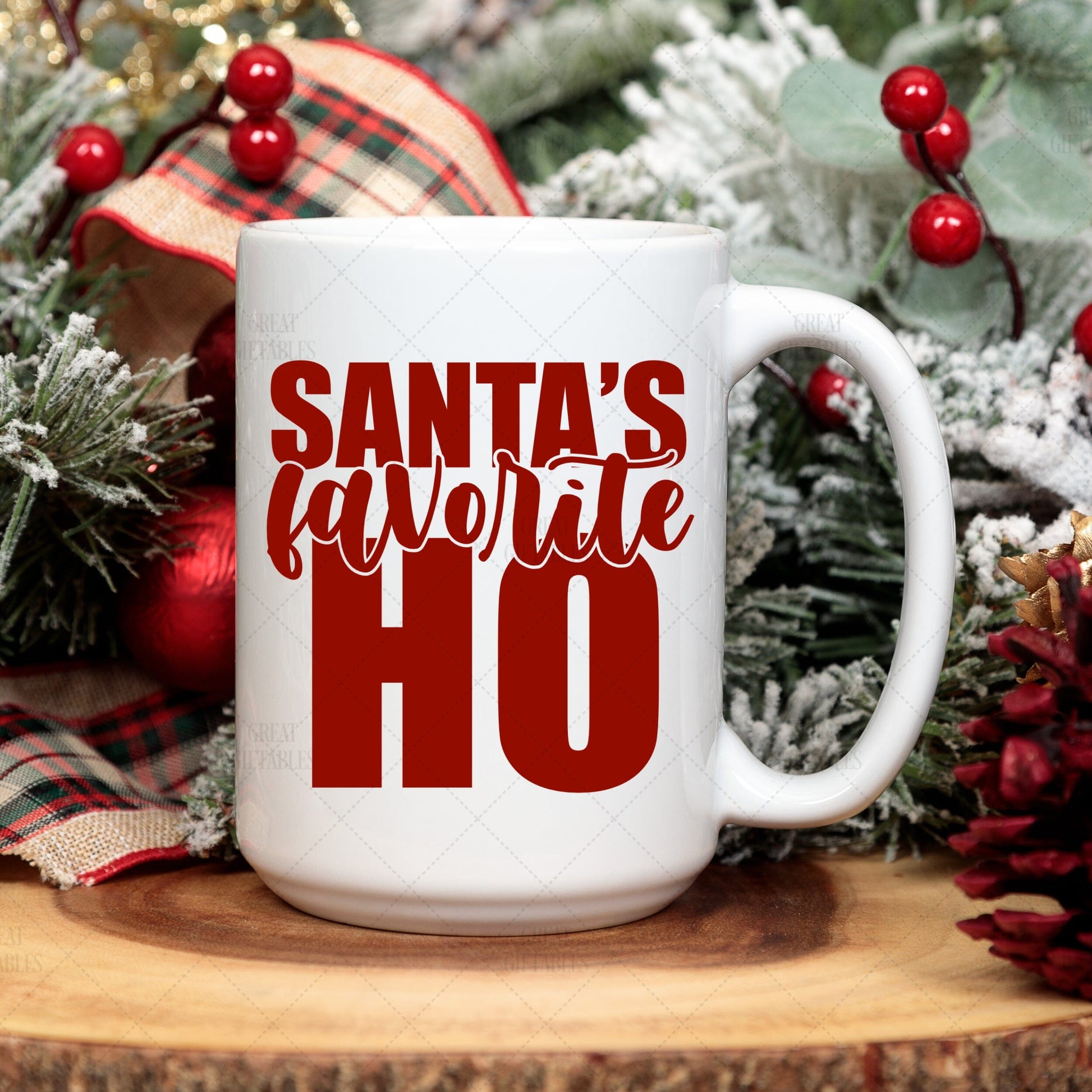 Santa's Favorite Ho Ceramic Mug Front/Back teelaunch 15oz Accent Mug White 