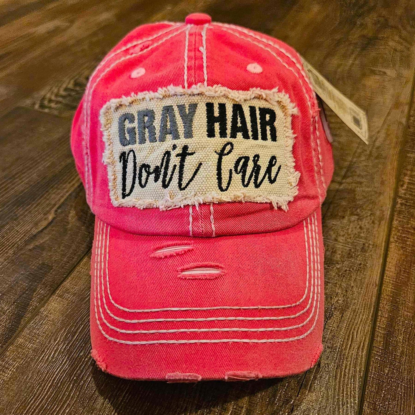 Gray Hair Don't Care Baseball Cap - Coral Baseball Cap Judson 