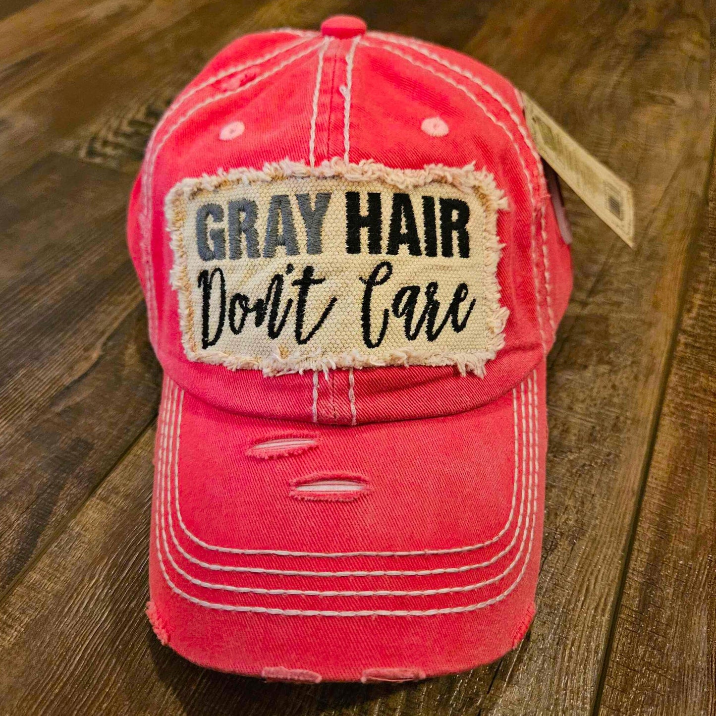 Gray Hair Don't Care Baseball Cap - Coral Baseball Cap Judson 