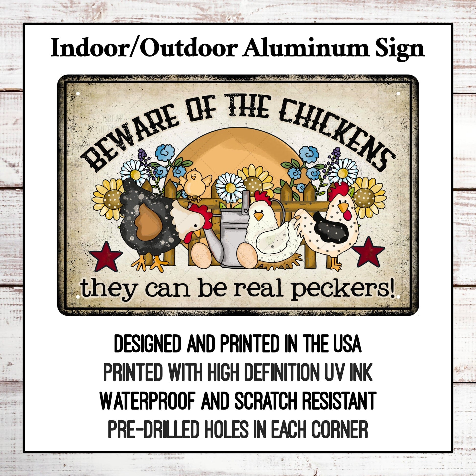 Beware of the Chickens - Aluminum Sign Decor ThisNew 