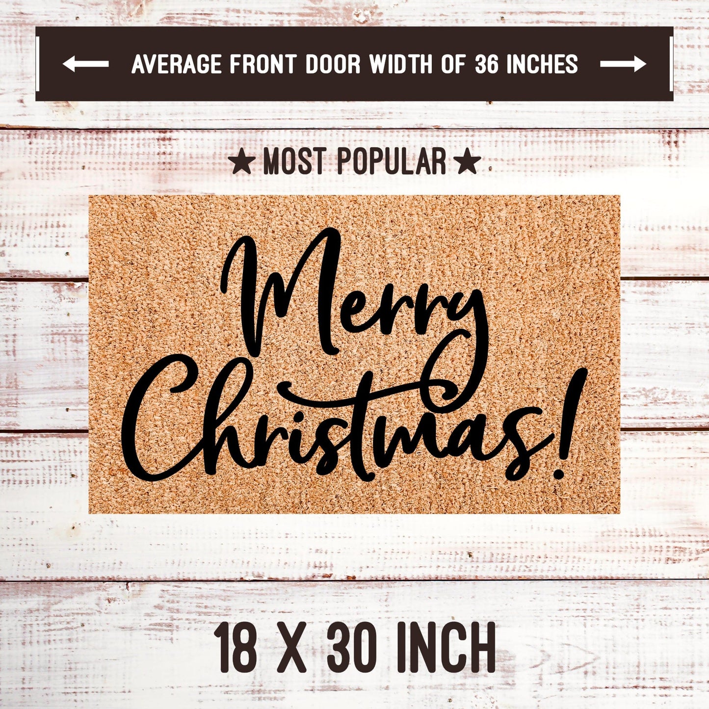 Merry Christmas Playful Script Door Mats teelaunch 18x30 Inches 