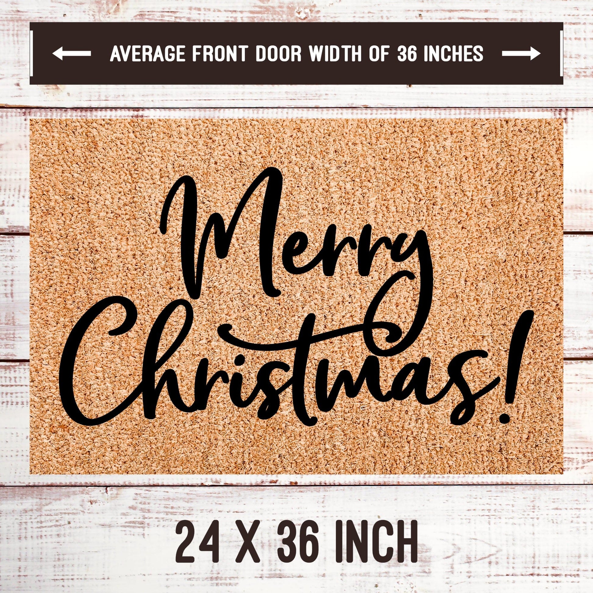 Merry Christmas Playful Script Door Mats teelaunch 24x36 Inches 