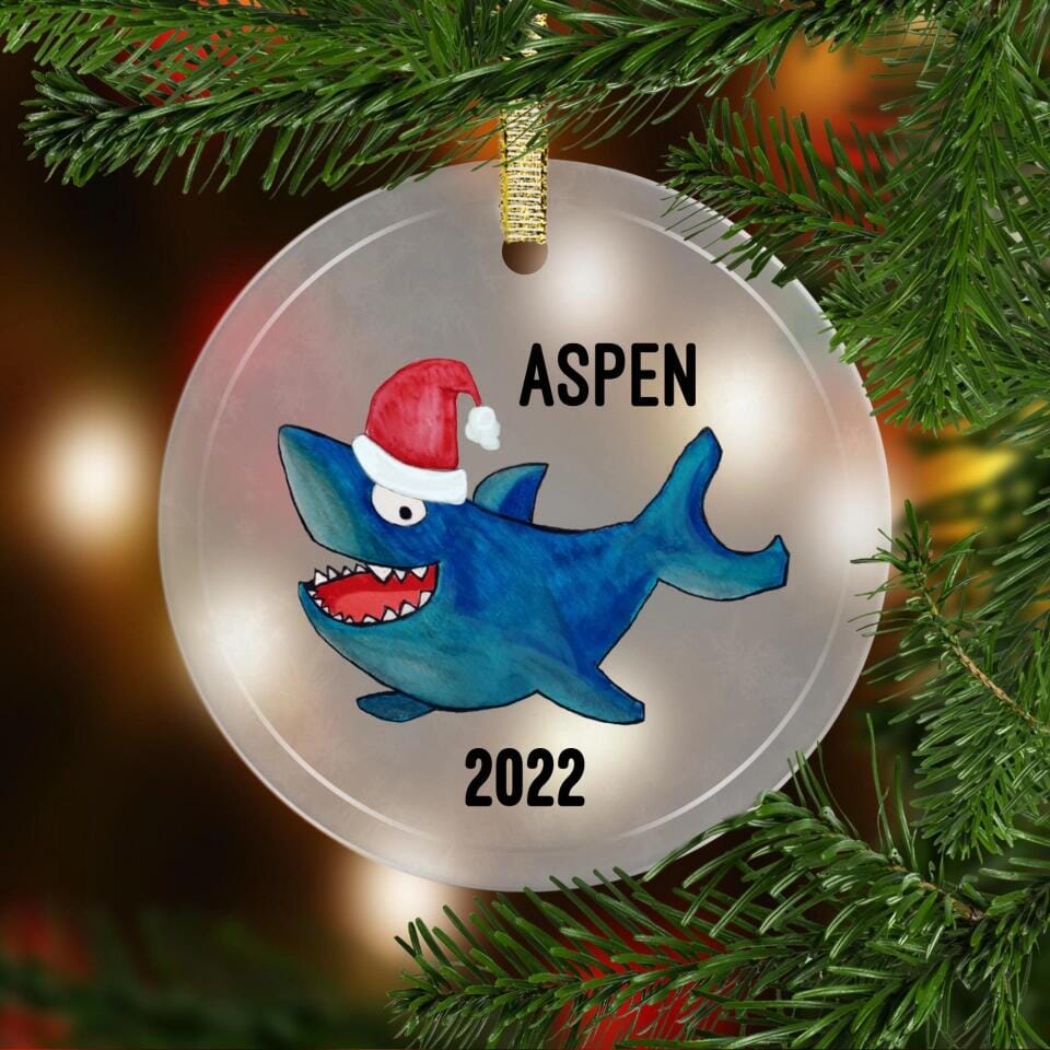 Shark Personalized Ornament Glass Ornament Printed Mint 