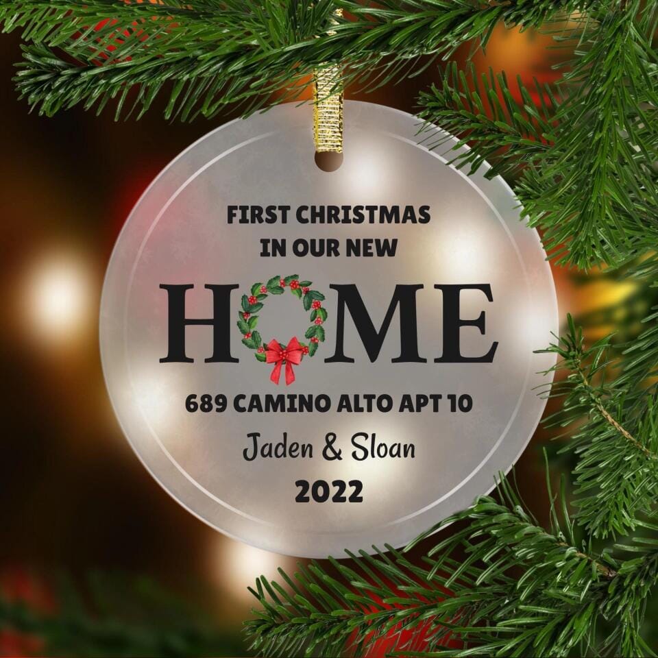 First Christmas in New Home Ornament Glass Ornament Printed Mint 