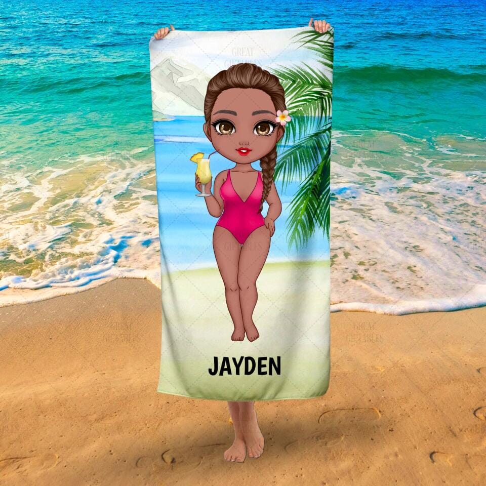 Ladies Tropical Summer Beach Towel Customizer TeeInBlue 