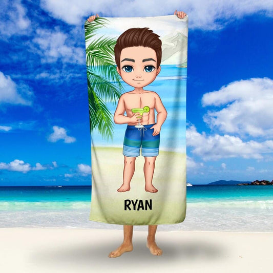 Mens Tropical Summer Beach Towel Customizer TeeInBlue 