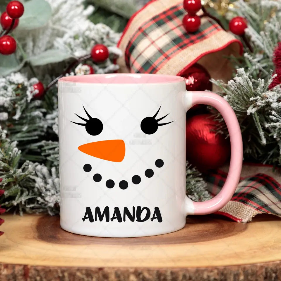 Snowman Mug DIGITAL PROOF FOR ETSY ORDERS Customizer TeeInBlue Holiday Mugs - ETSY PROOF Pink Accent Mug 11 Ounce