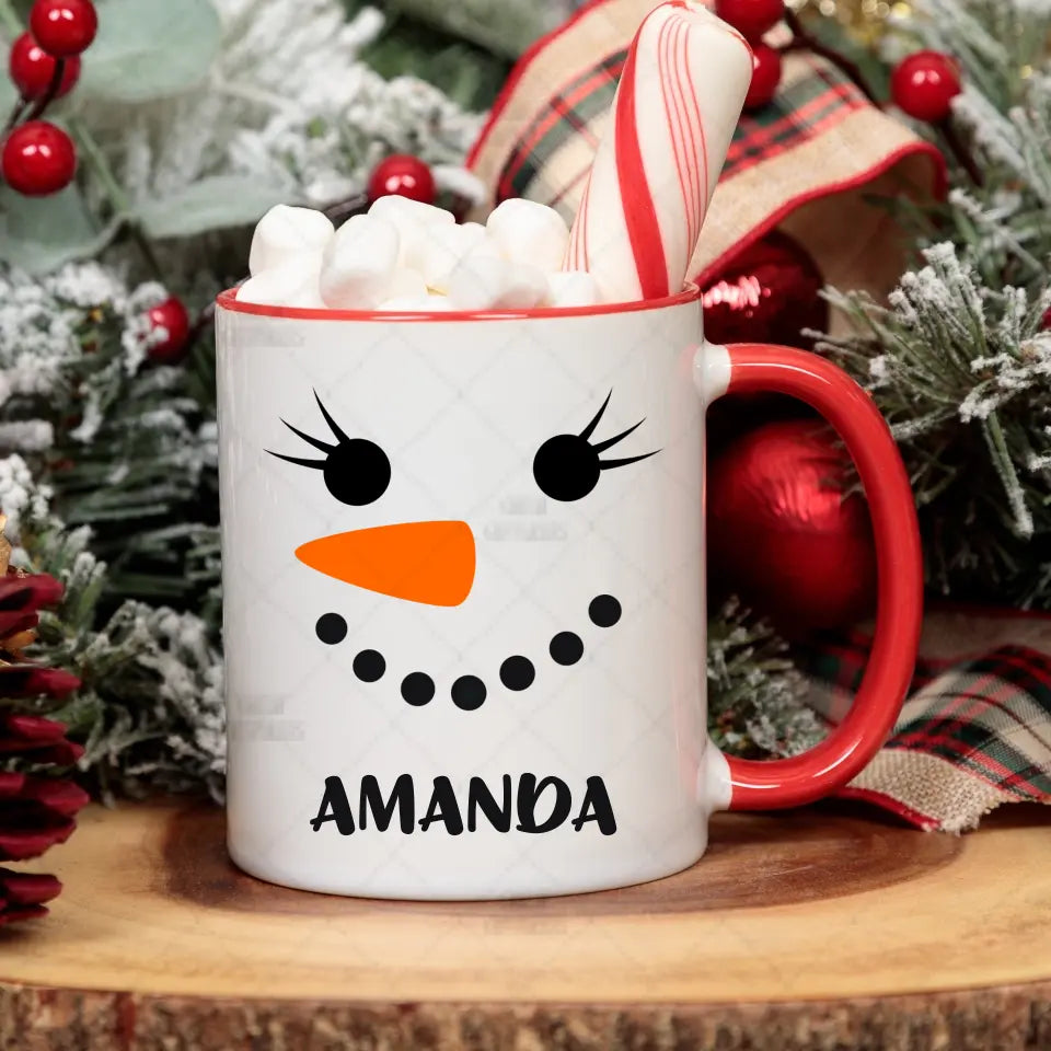 Snowman Mug DIGITAL PROOF FOR ETSY ORDERS Customizer TeeInBlue Holiday Mugs - ETSY PROOF Red Accent Mug 11 Ounce