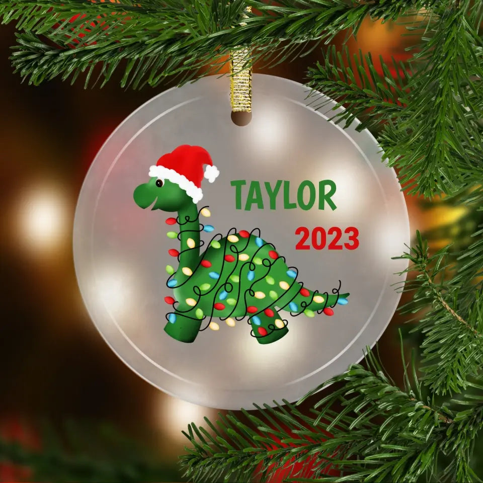 Dinosaur Personalized Ornament Glass Ornament Printed Mint 