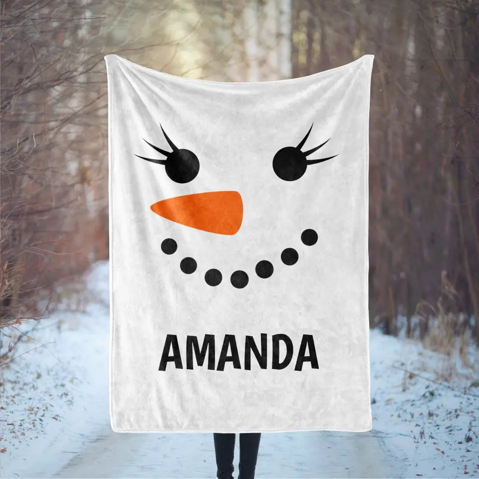 Snowman Face Personalized Blanket Customizer TeeInBlue 