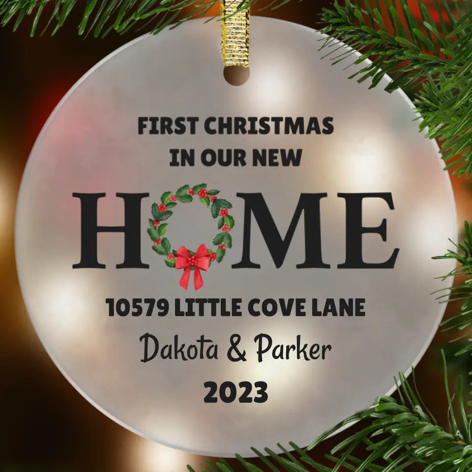 First Christmas in New Home Ornament Glass Ornament Printed Mint G/A Ornament Lightweight Acrylic 3.5 Inch Diameter