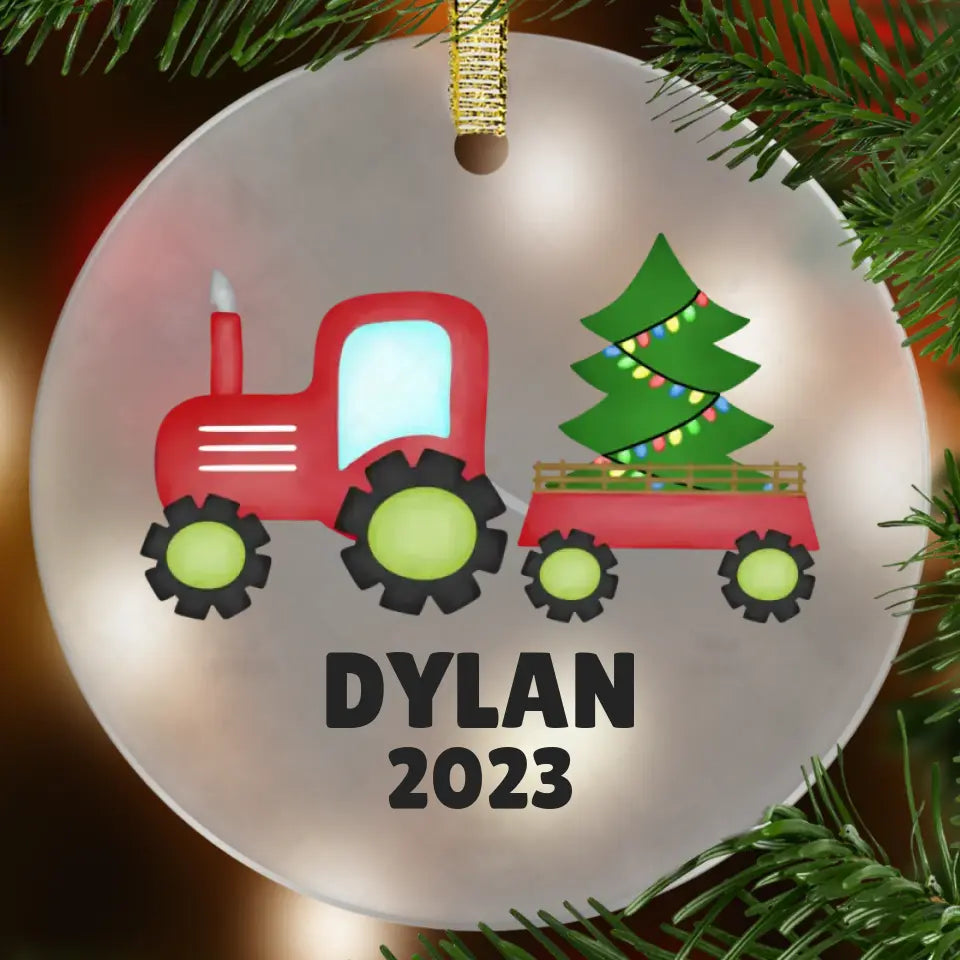 Tractor Personalized Ornament Glass Ornament Printed Mint G/A Ornament Lightweight Acrylic 3.5 Inch Diameter