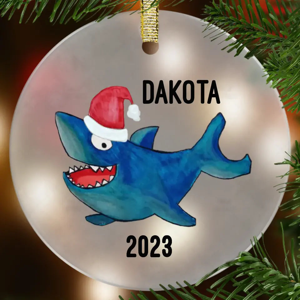 Shark Personalized Ornament Glass Ornament Printed Mint G/A Ornament Lightweight Acrylic 3.5 Inch Diameter