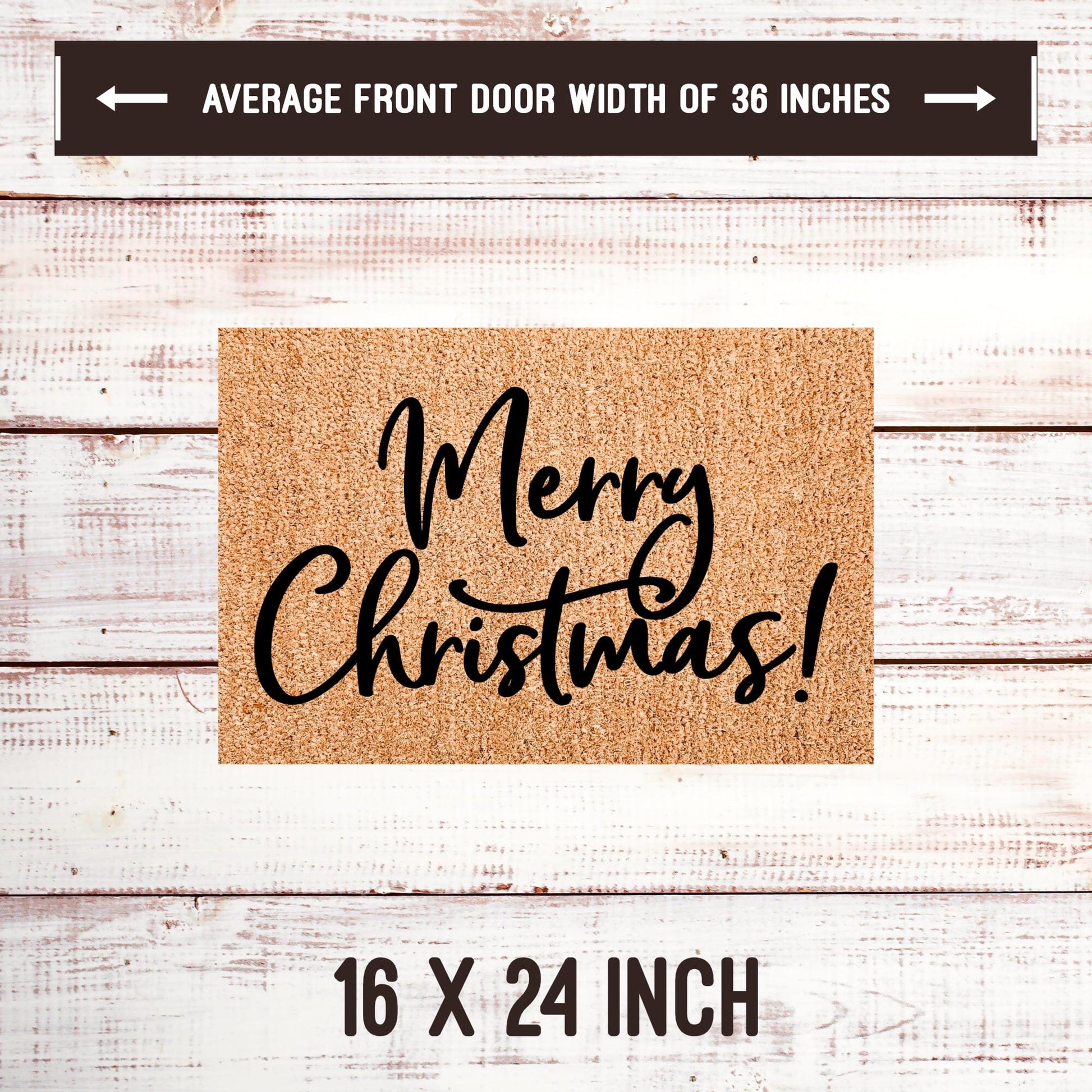 Merry Christmas Playful Script Door Mats teelaunch 16x24 Inches 