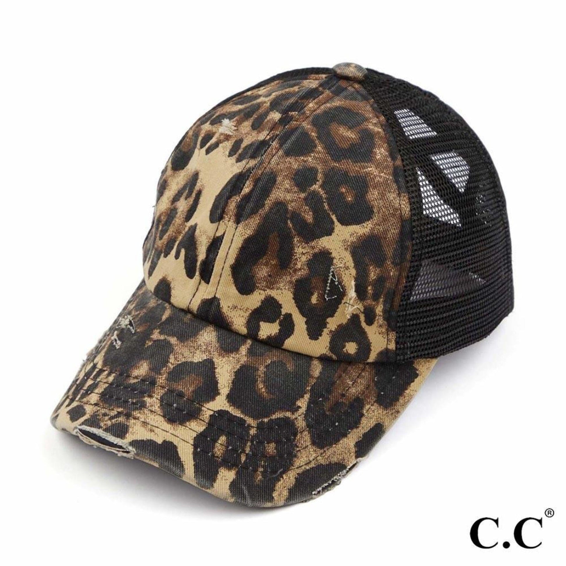 Leopard Print Criss-Cross Ponytail Cap CC Brand Ponytail Baseball Cap Judson 