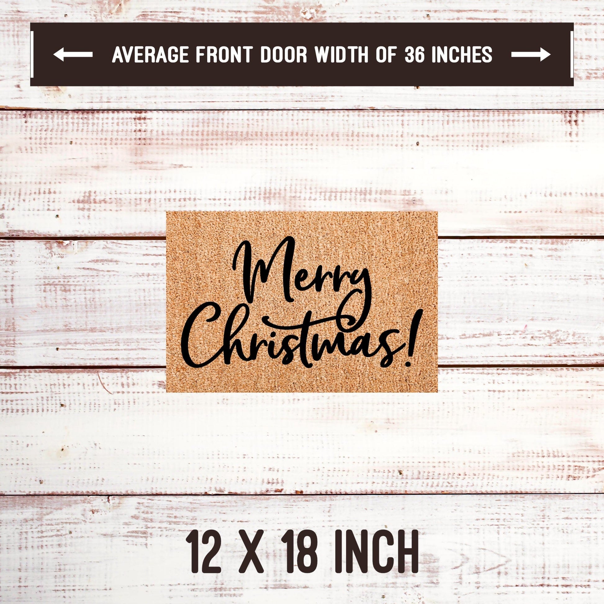 Merry Christmas Playful Script Door Mats teelaunch 12x18 Inches 