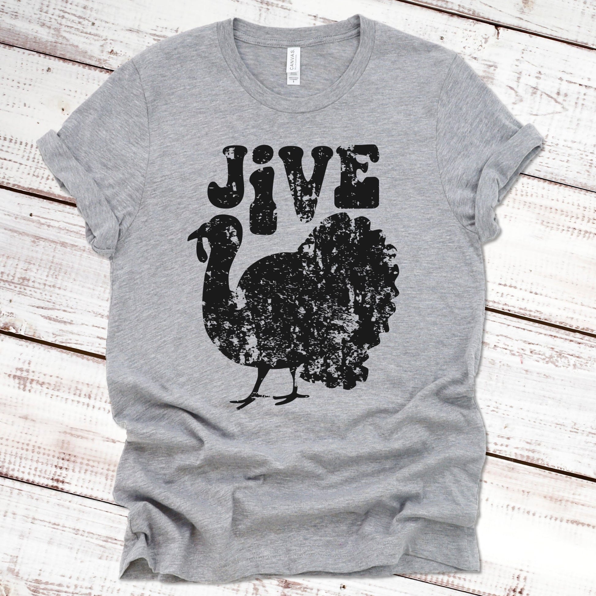 Jive Turkey Retro Thanksgiving T-Shirt Thanksgiving Shirt Scarlet Wagon Athletic Heather XS 
