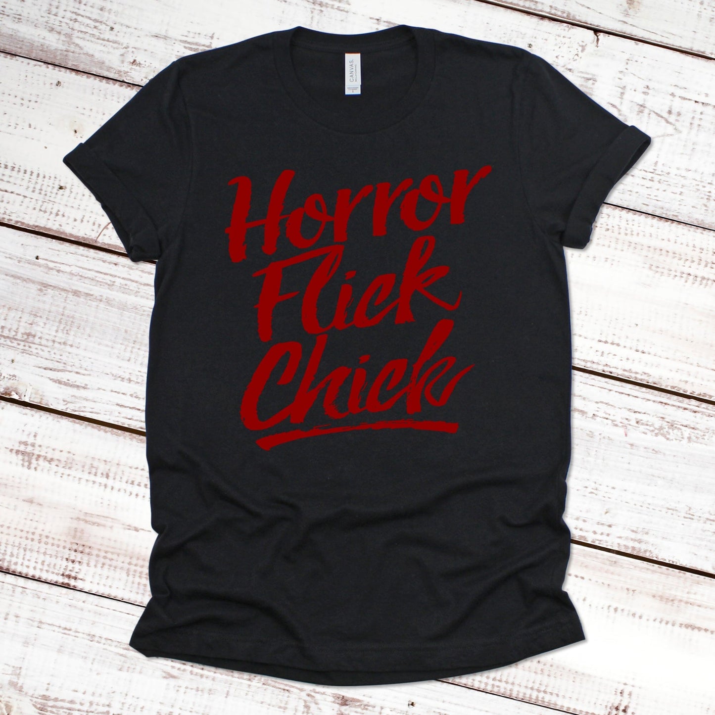 Horror Flick Chick Halloween Shirt Great Giftables Black XS 