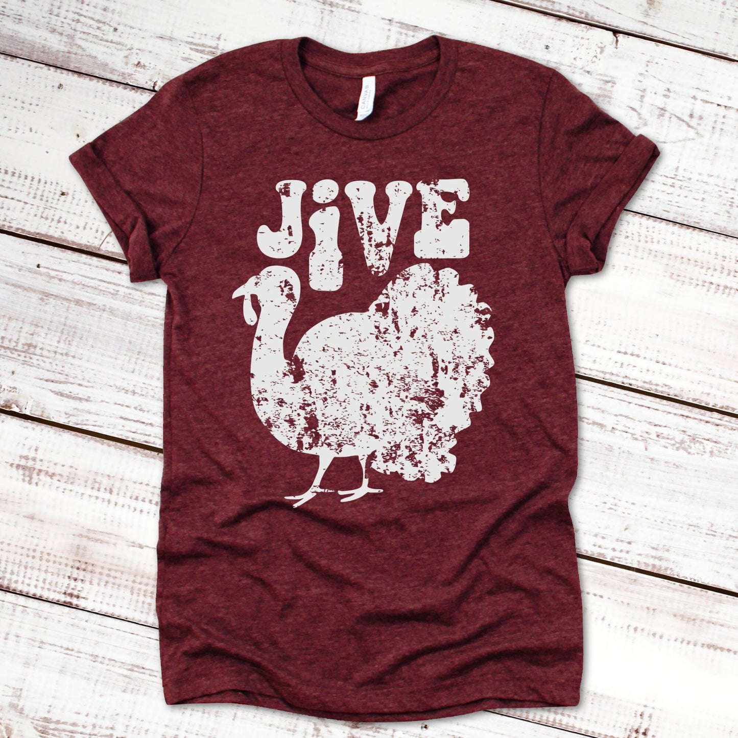 Jive Turkey Retro Thanksgiving T-Shirt Thanksgiving Shirt Scarlet Wagon Heather Cardinal XS 