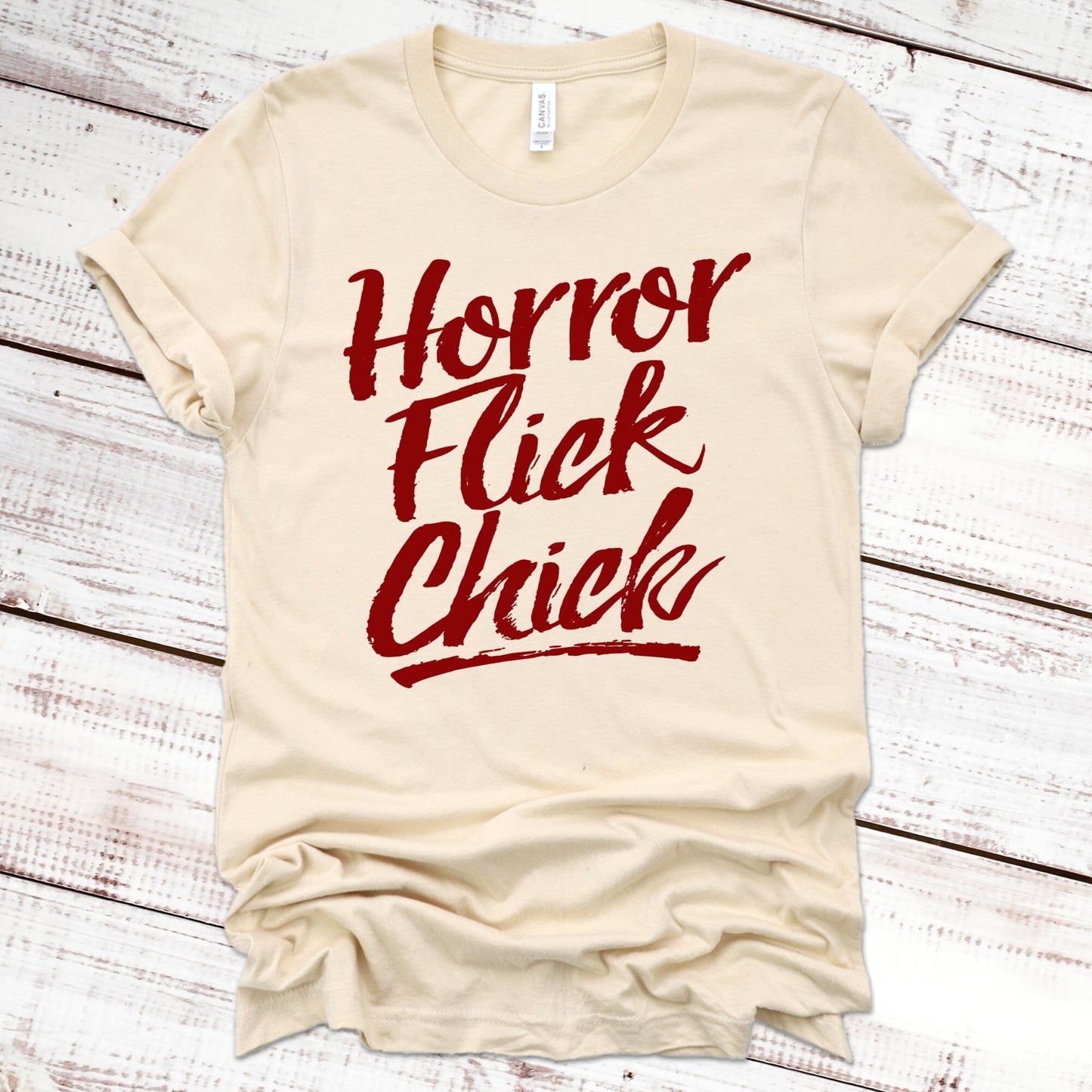 Horror Flick Chick Halloween Shirt Great Giftables Soft Cream XS 
