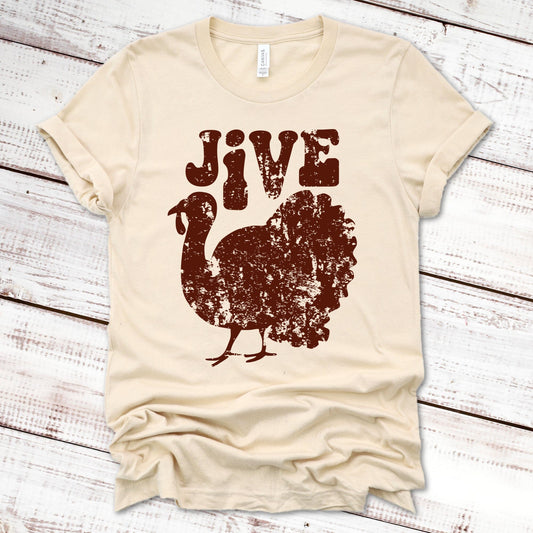 Jive Turkey Retro Thanksgiving T-Shirt Thanksgiving Shirt Scarlet Wagon Soft Cream XS 