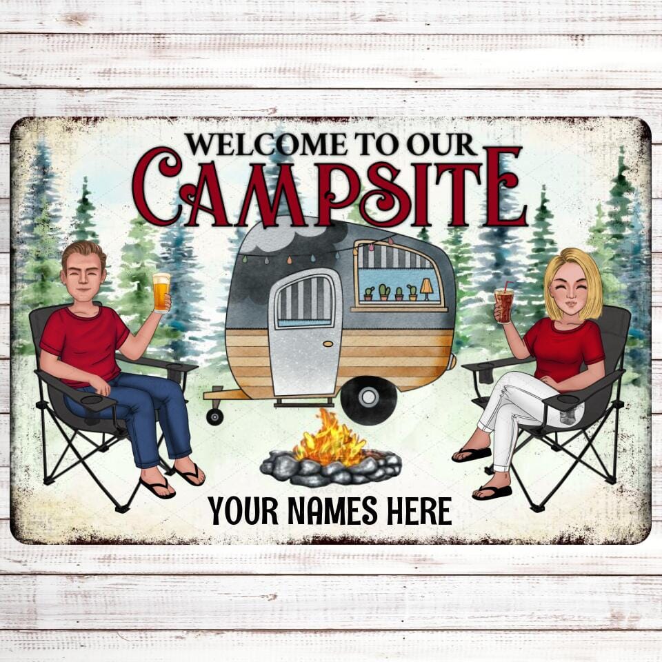 Welcome to Our Campsite Metal Sign Decor This New Aluminum Sign Landscape Aluminum 18x12