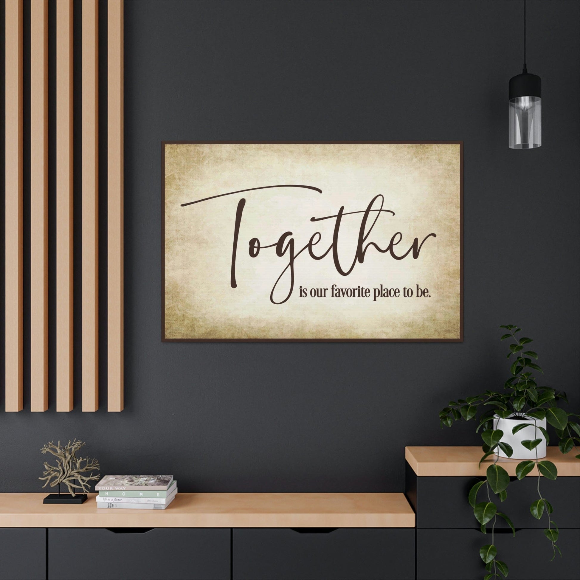 Together Is Our Favorite Place to Be Faux Framed Canvas - Brown Canvas Printify 