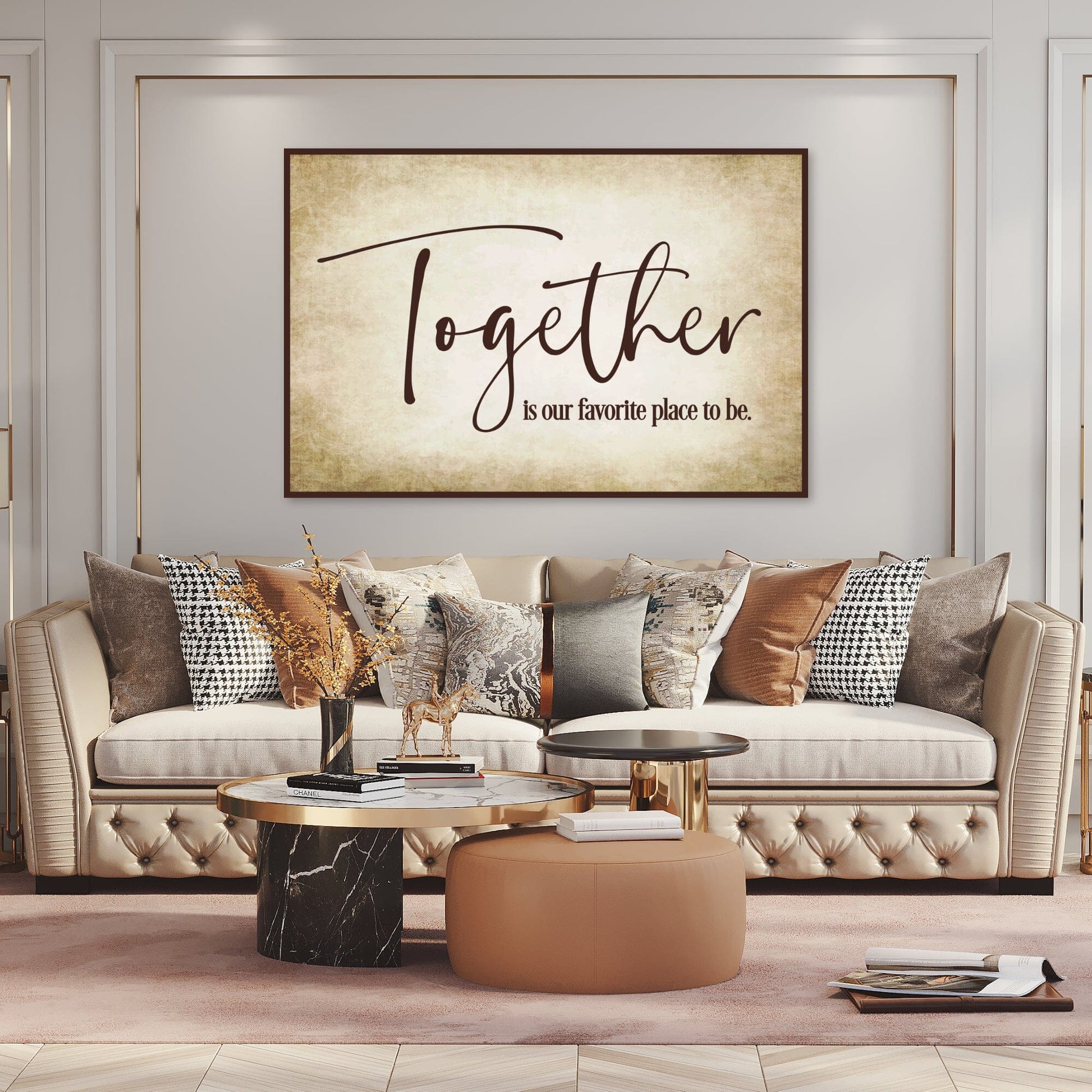 Together Is Our Favorite Place to Be Faux Framed Canvas - Brown Canvas Printify 