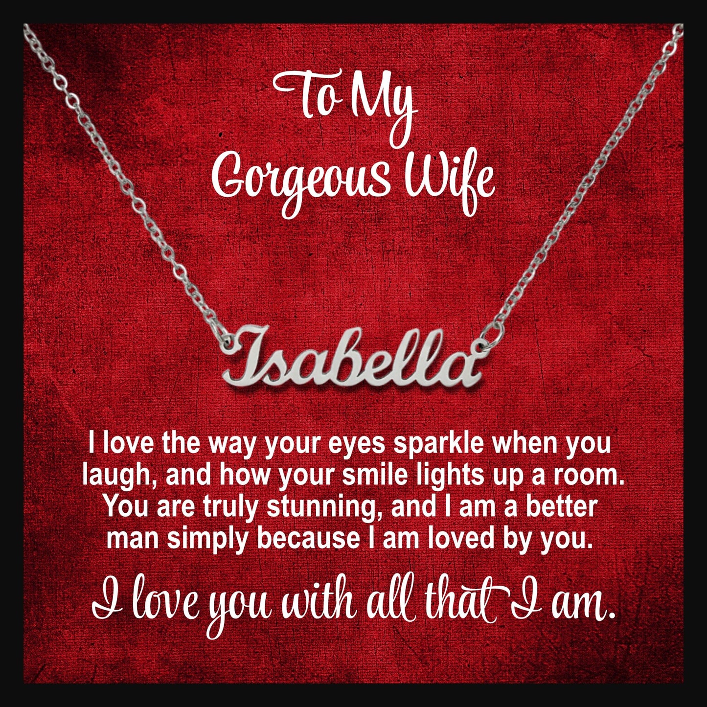 To My Gorgeous Wife - Personalized Name Necklace Jewelry ShineOn Fulfillment 