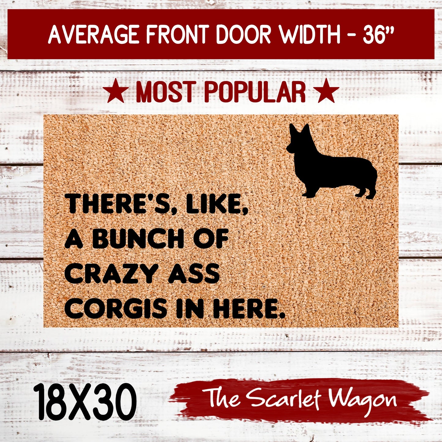 A Bunch of Crazy Ass Corgis Door Mats teelaunch 18x30 Inches (Free Shipping) 