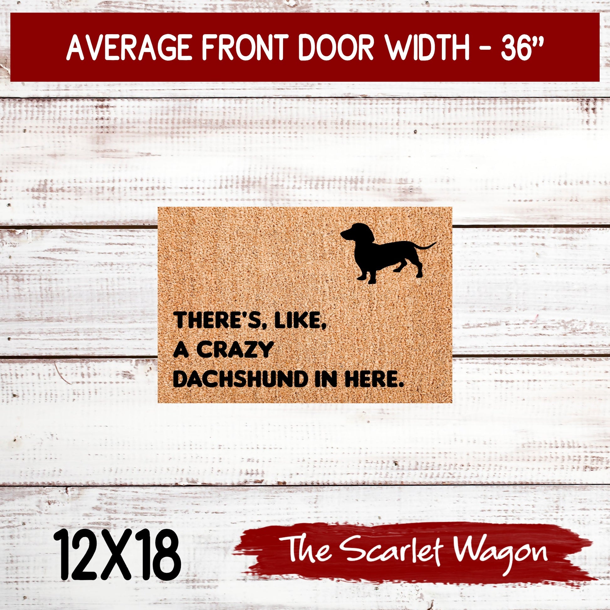 A Crazy Dachshund in Here Door Mats teelaunch 12x18 Inches 