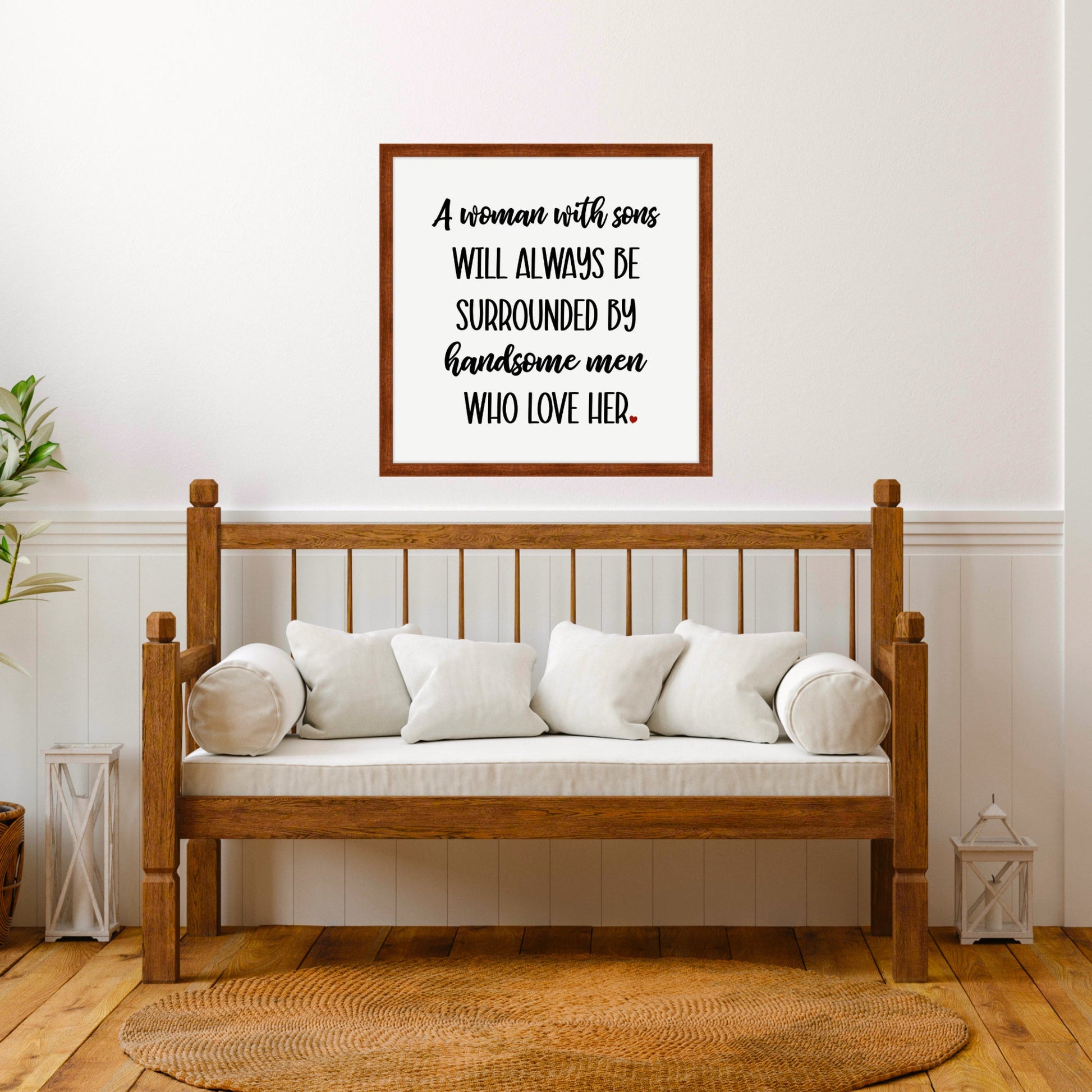 A Woman with Sons Framed Sign Posters, Prints, & Visual Artwork The Scarlet Wagon Boutique 