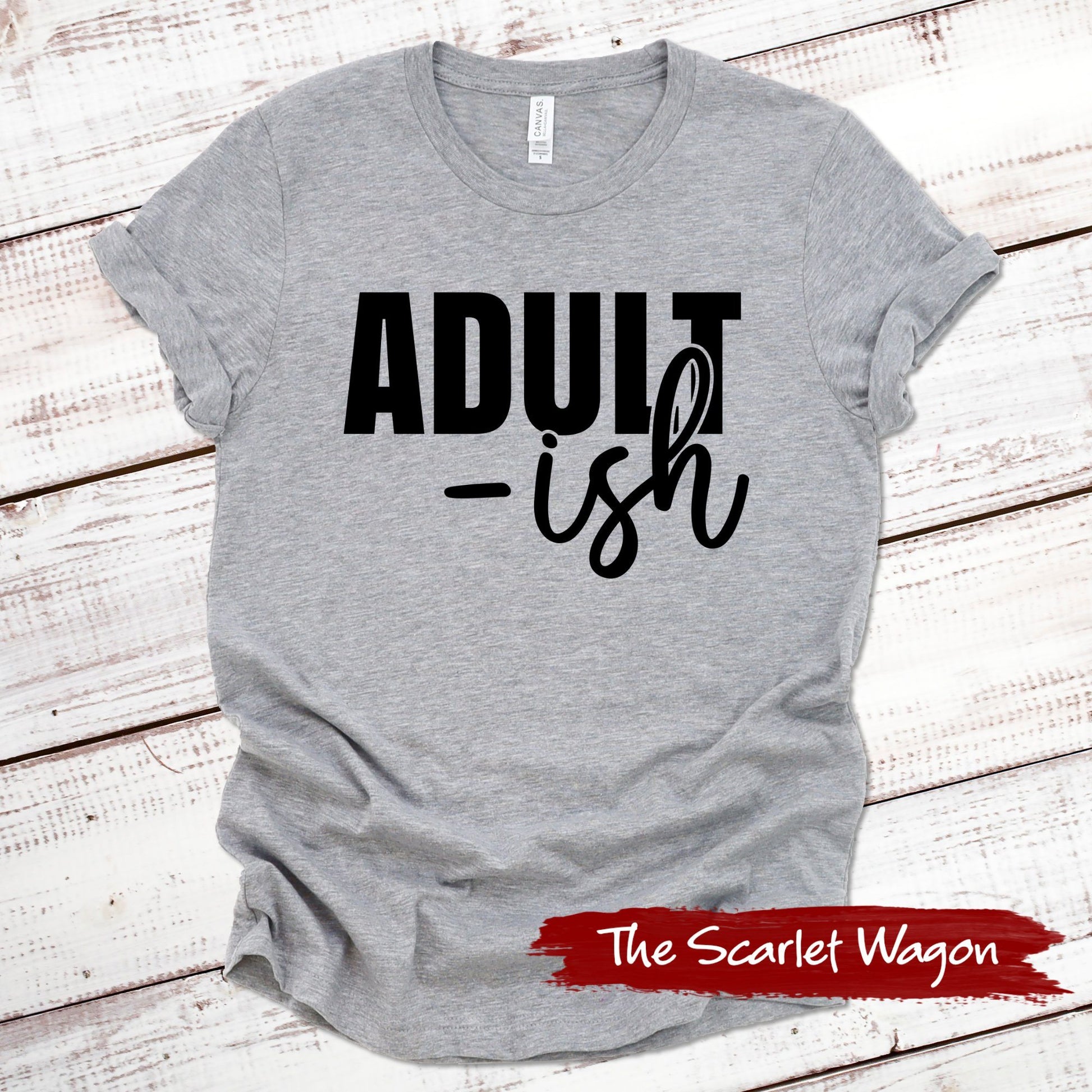 Adult-ish Funny Shirt Scarlet Wagon Athletic Heather XS 