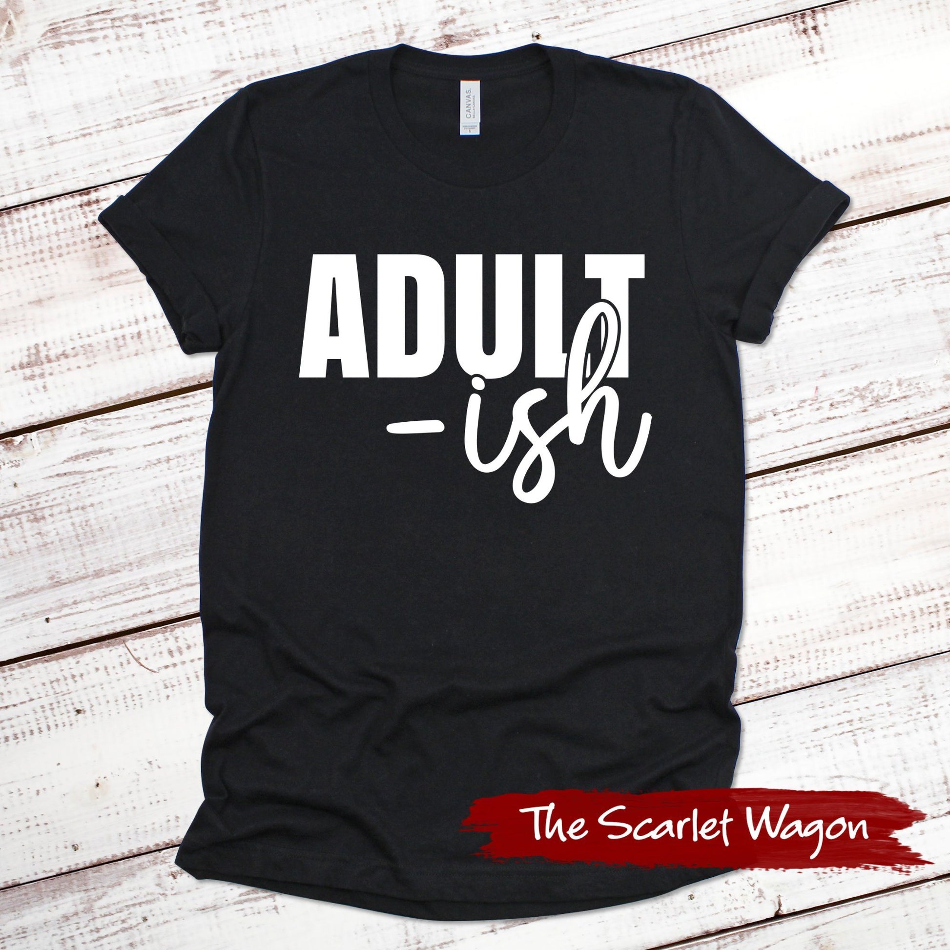 Adult-ish Funny Shirt Scarlet Wagon Black XS 