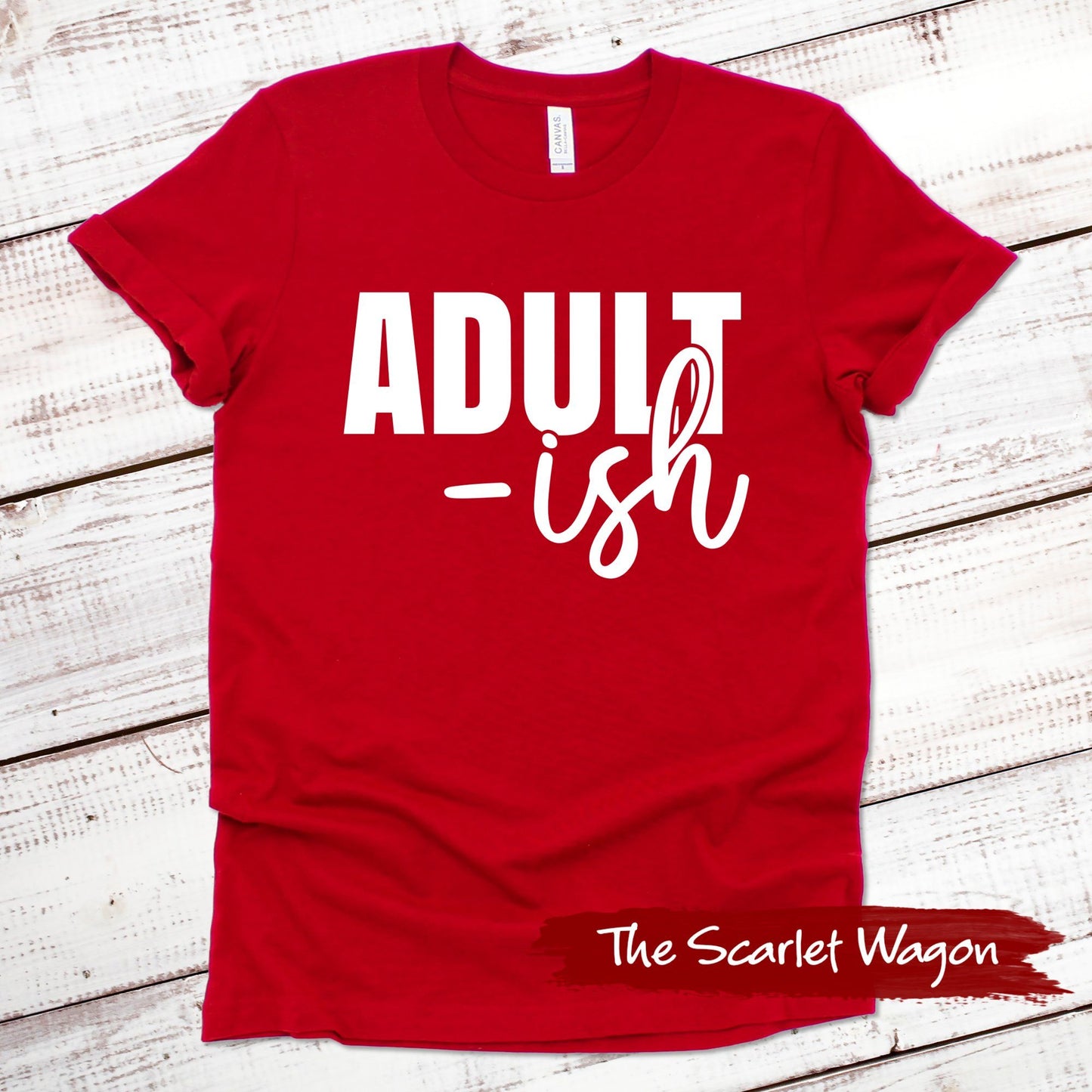 Adult-ish Funny Shirt Scarlet Wagon Red XS 