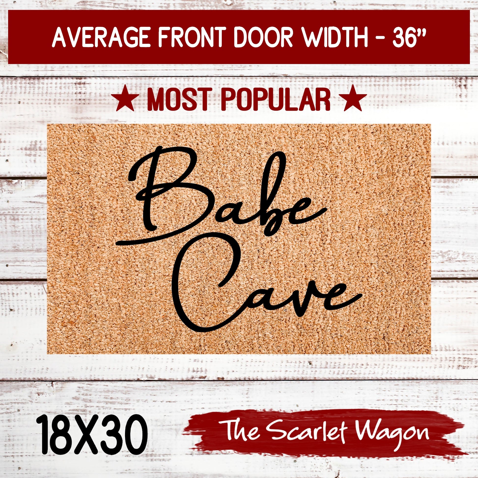 Babe Cave Script Door Mats teelaunch 18x30 Inches (Free Shipping) 