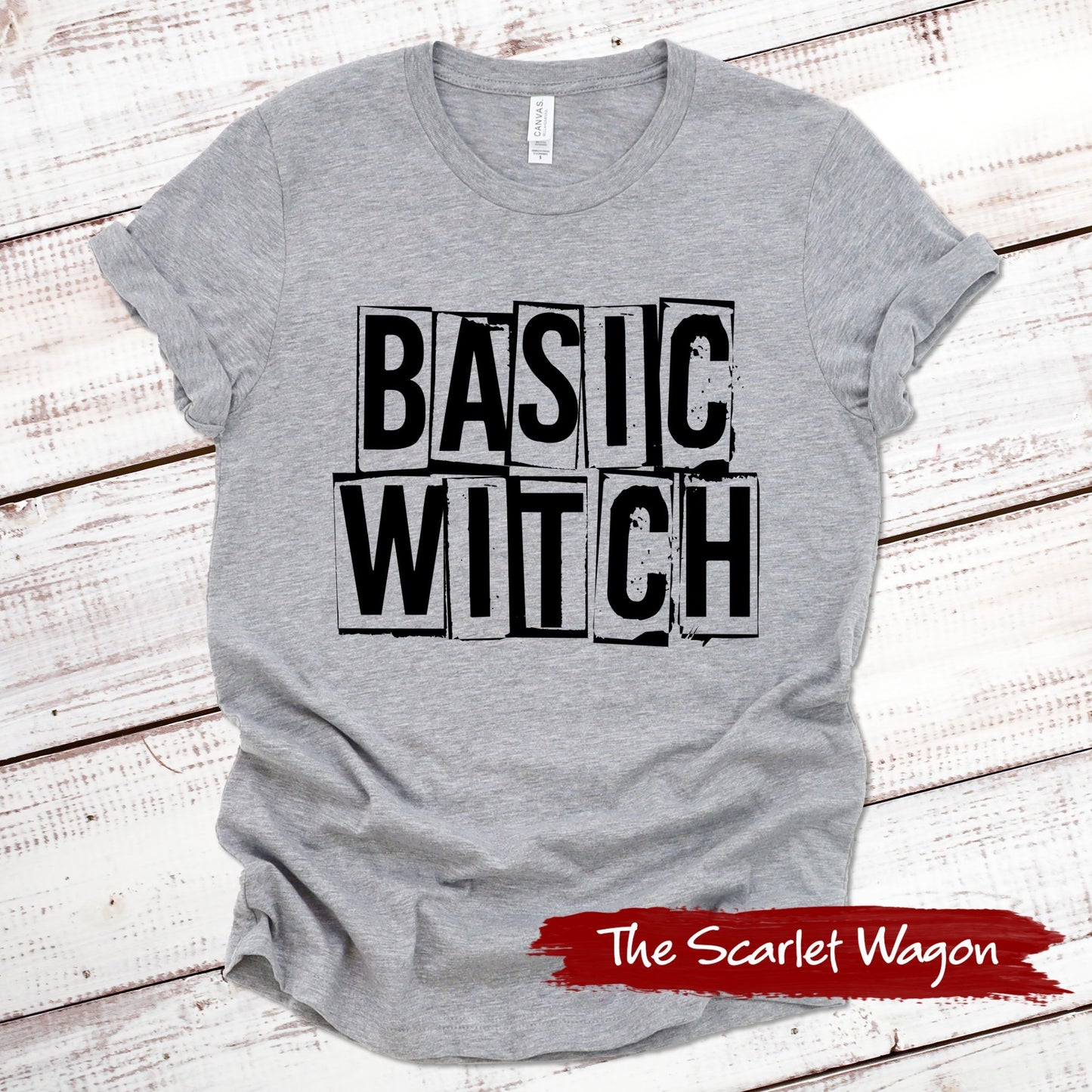Basic Witch Halloween Shirt Scarlet Wagon Athletic Heather XS 