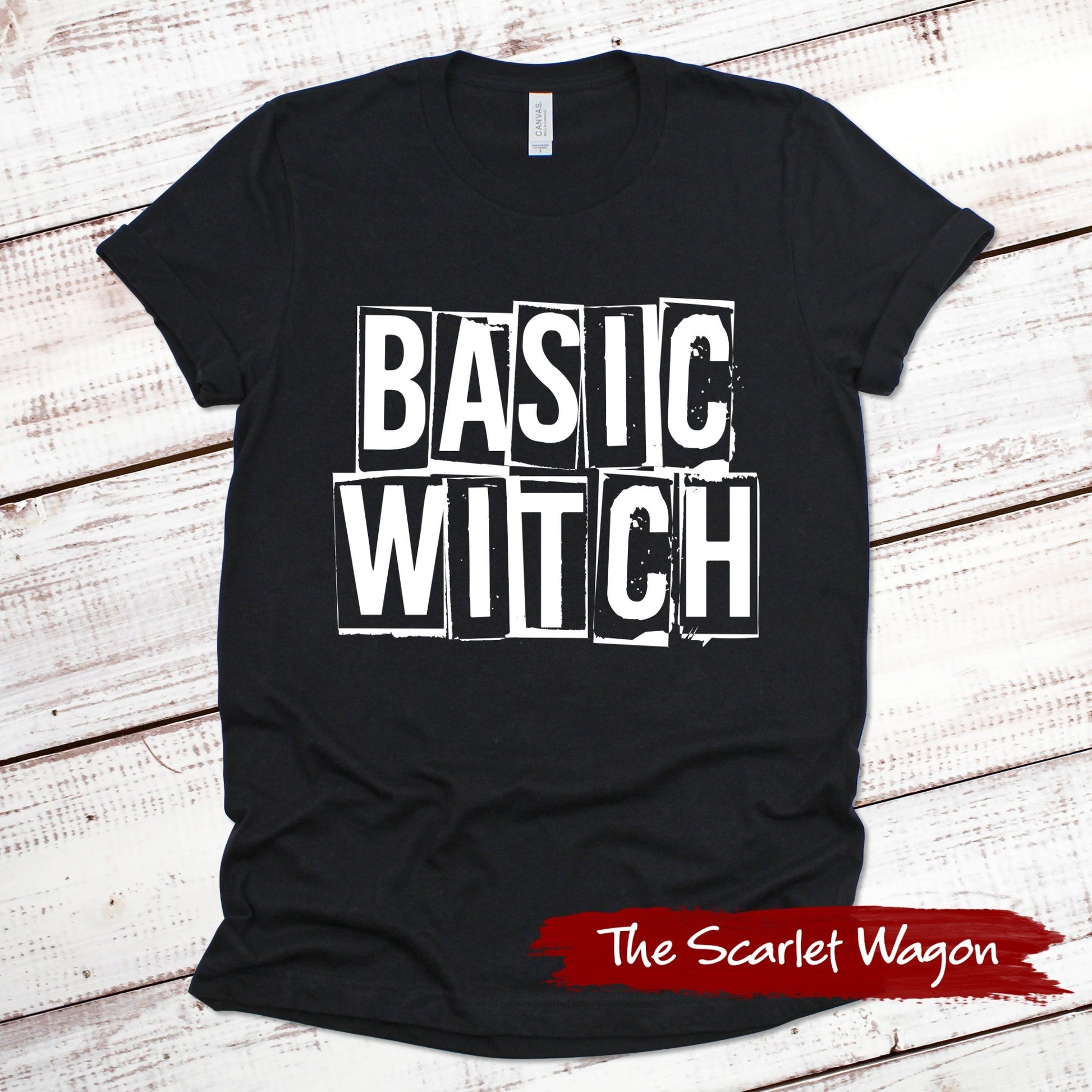 Basic Witch Halloween Shirt Scarlet Wagon Black XS 