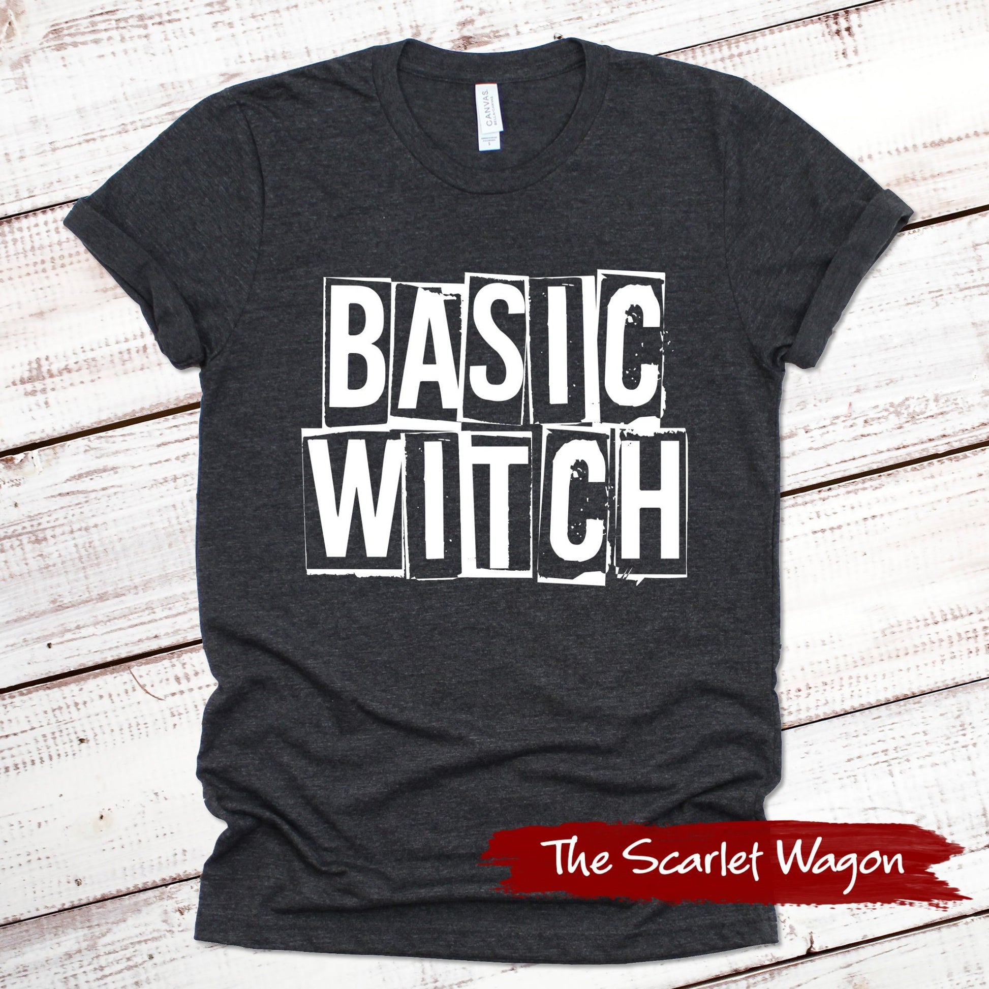 Basic Witch Halloween Shirt Scarlet Wagon Dark Gray Heather XS 