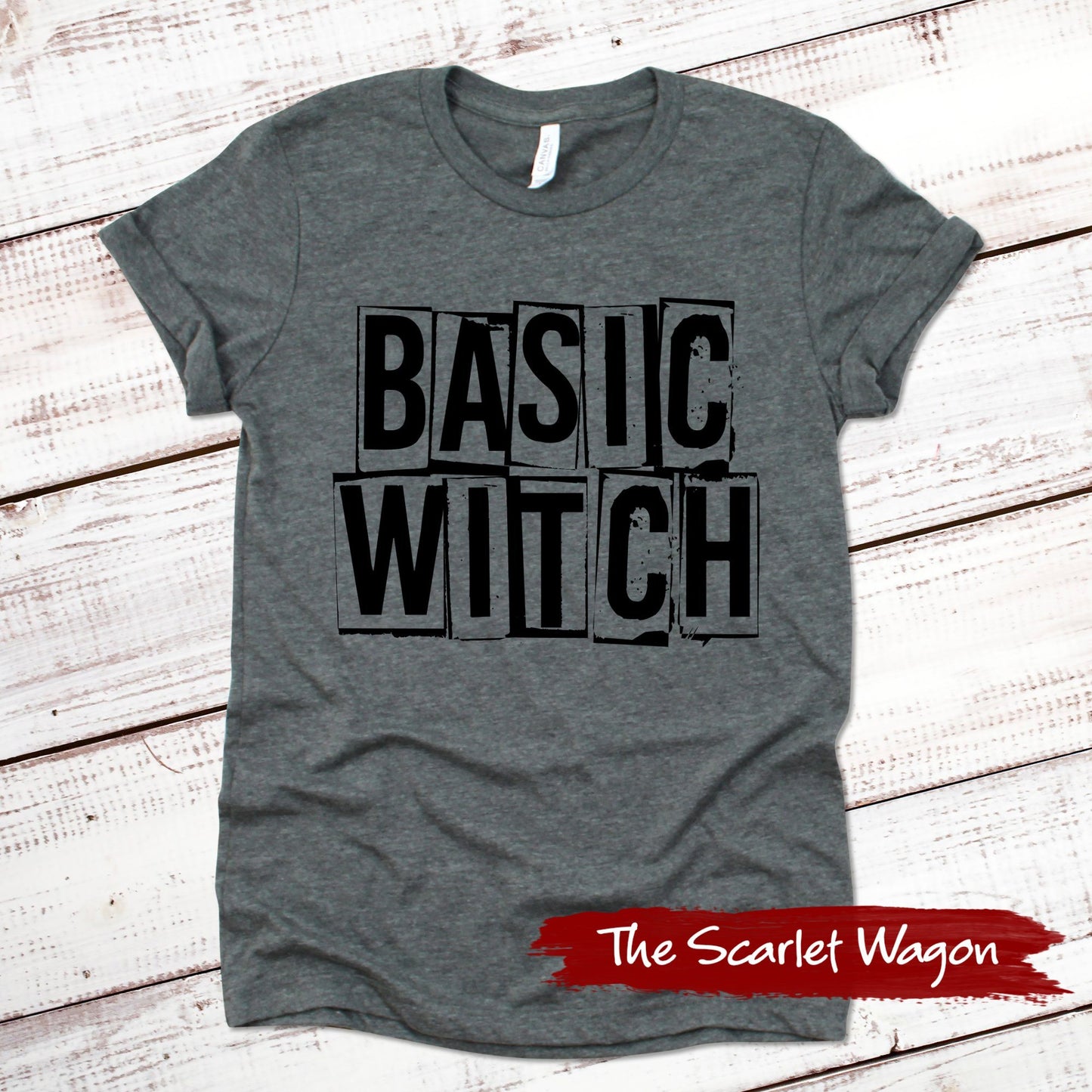 Basic Witch Halloween Shirt Scarlet Wagon Deep Heather Gray XS 