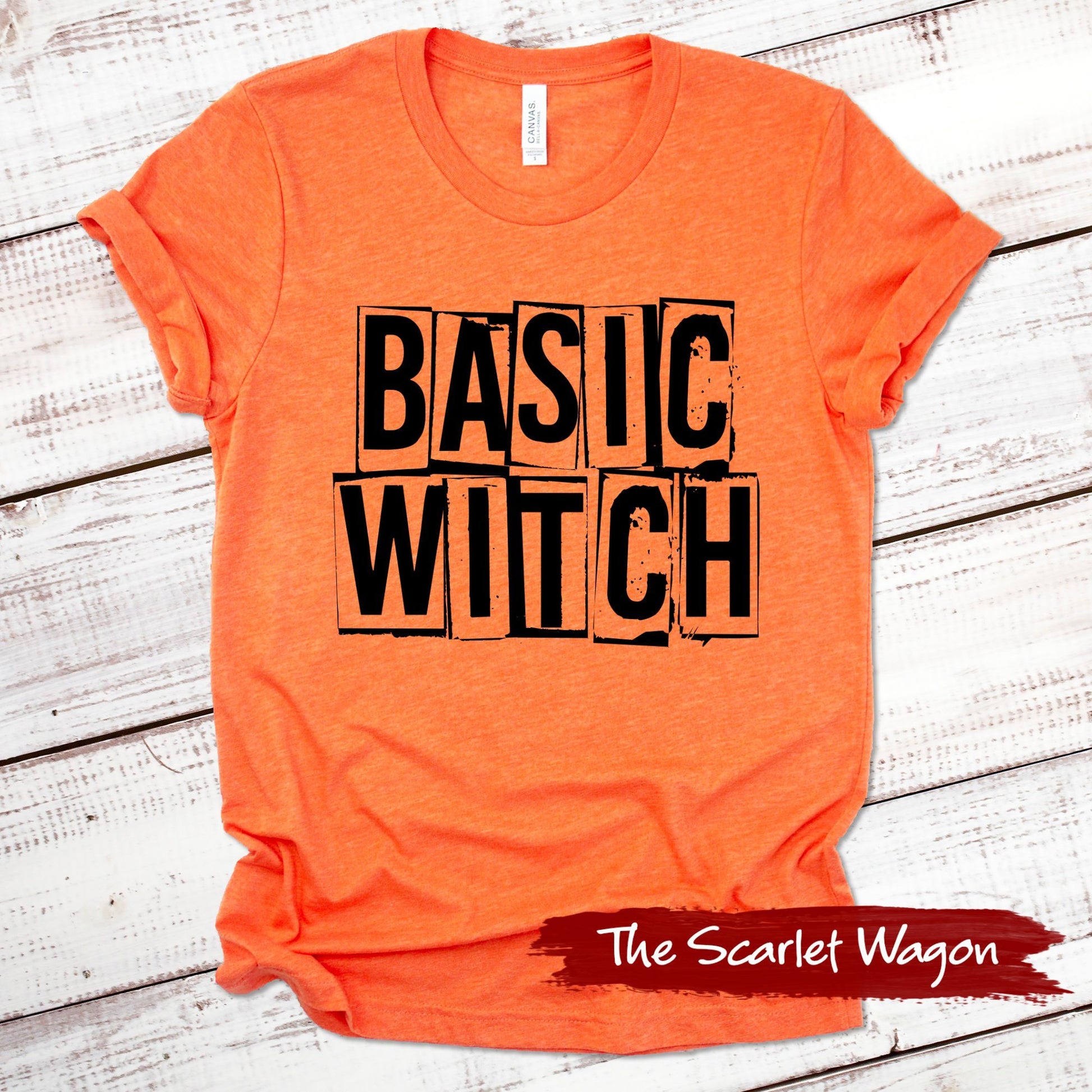 Basic Witch Halloween Shirt Scarlet Wagon Heather Orange XS 