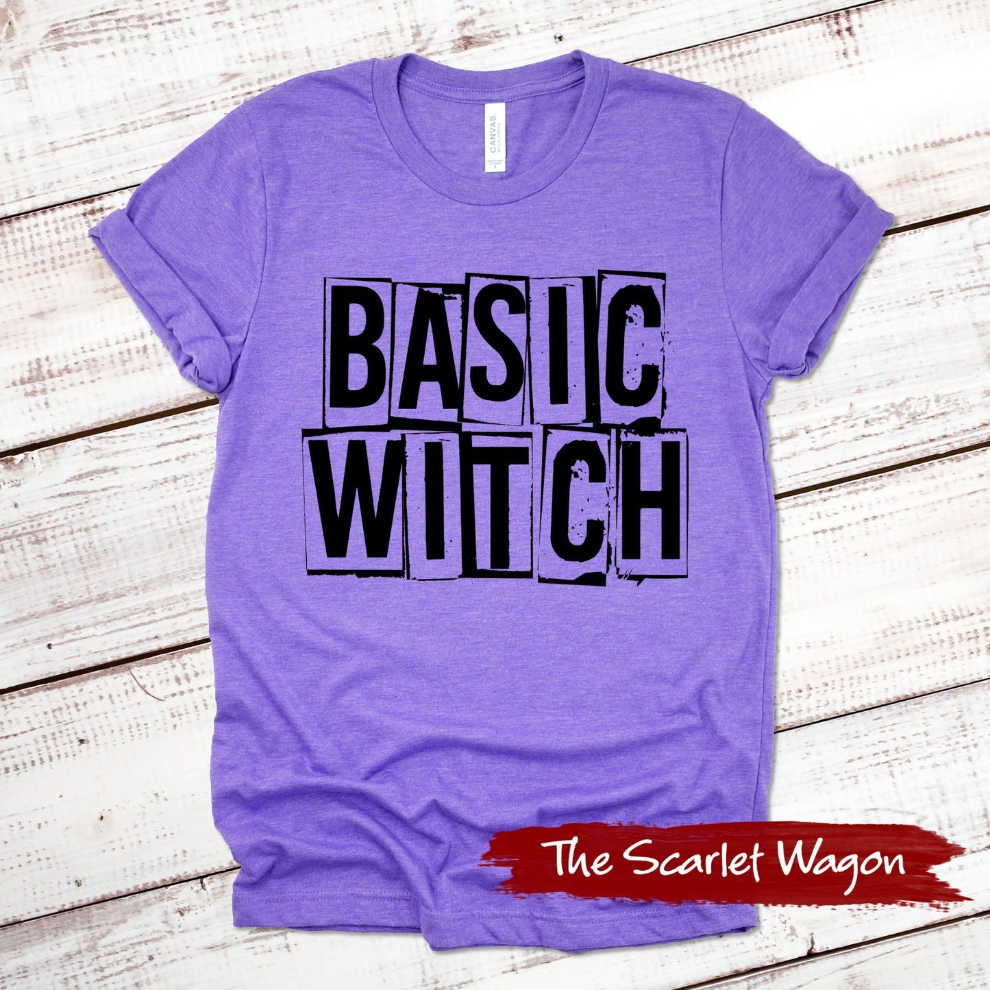 Basic Witch Halloween Shirt Scarlet Wagon Heather Purple XS 