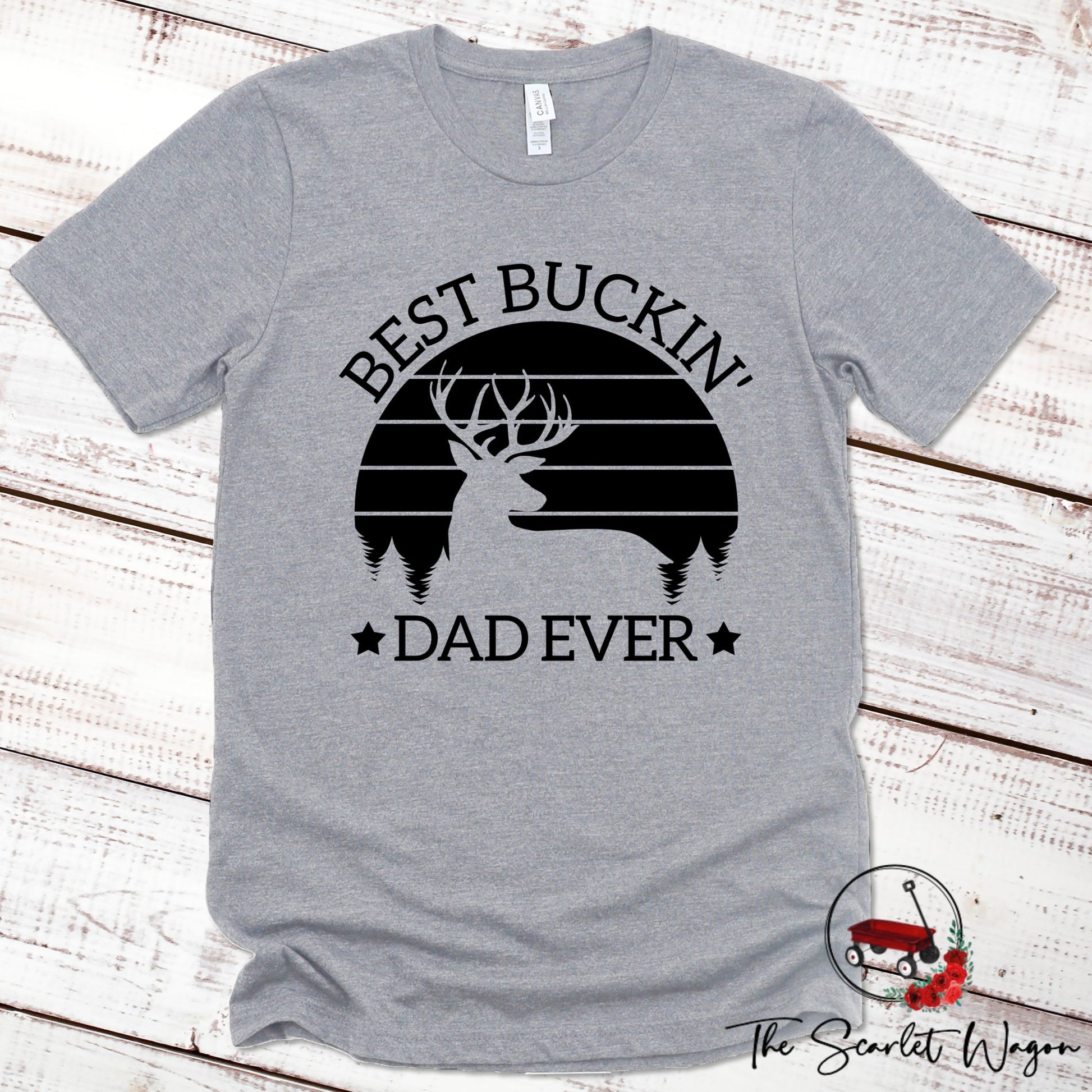 Best Buckin' Dad Ever Premium Tee Scarlet Wagon Athletic Heather XS 